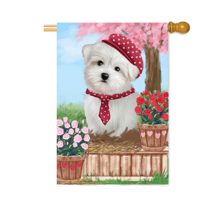Personalized Rosie 25 Cent Kisses Maltese Dog Custom House Flag FLG64891