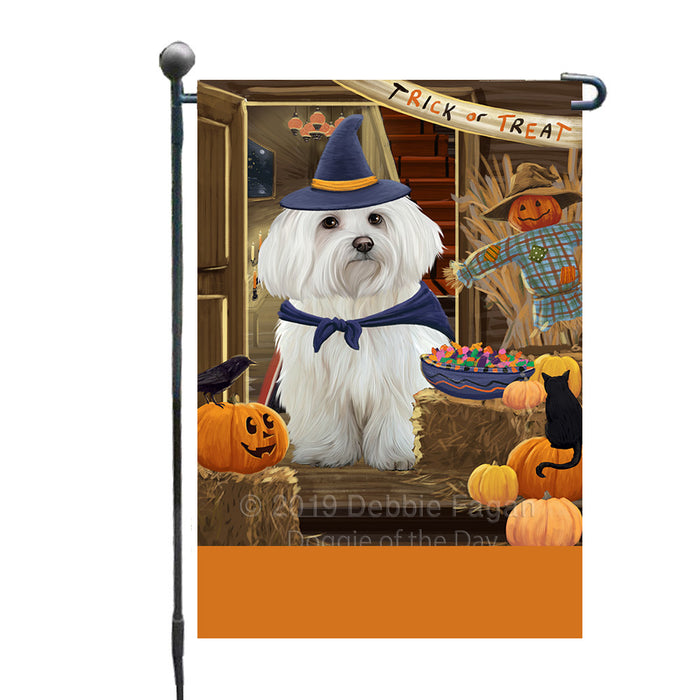 Personalized Enter at Own Risk Trick or Treat Halloween Maltese Dog Custom Garden Flags GFLG-DOTD-A59641