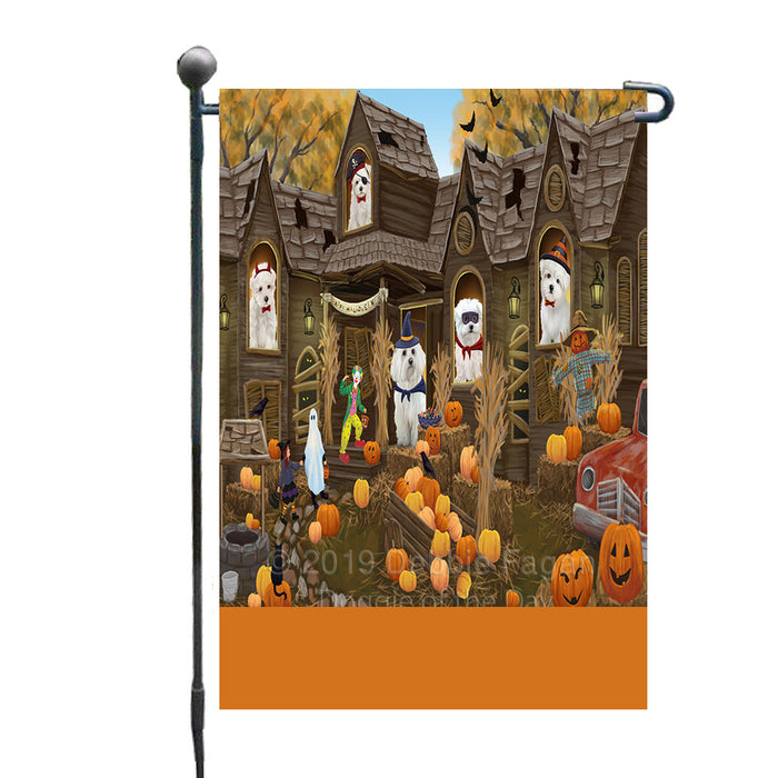 Personalized Haunted House Trick or Treat Halloween Maltese Dogs Custom Garden Flags GFLG-DOTD-A59642