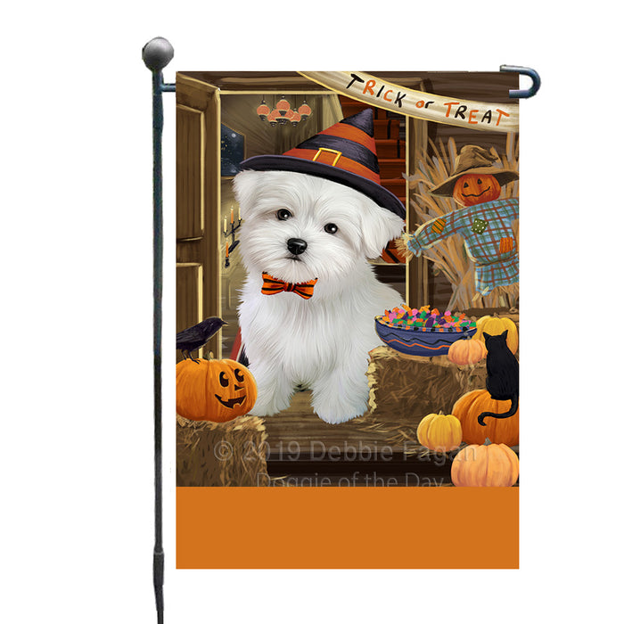 Personalized Enter at Own Risk Trick or Treat Halloween Maltese Dog Custom Garden Flags GFLG-DOTD-A59643