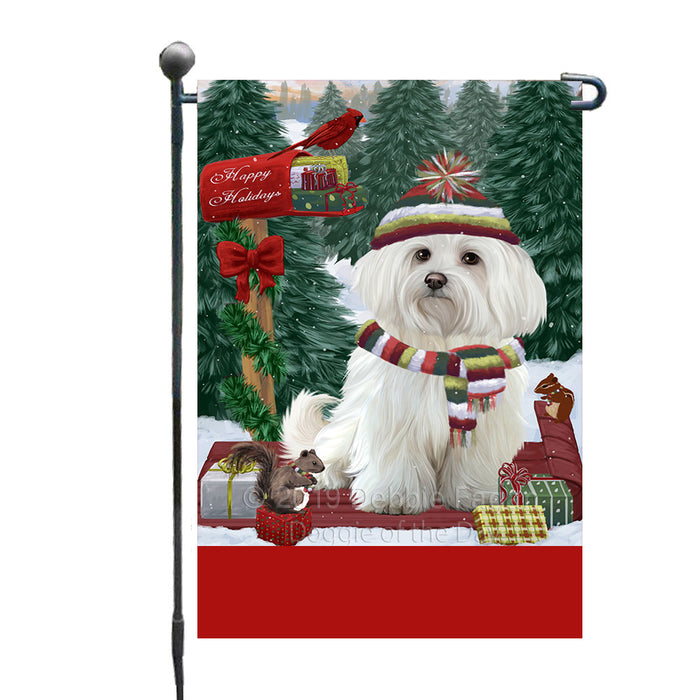 Personalized Merry Christmas Woodland Sled  Maltese Dog Custom Garden Flags GFLG-DOTD-A61628