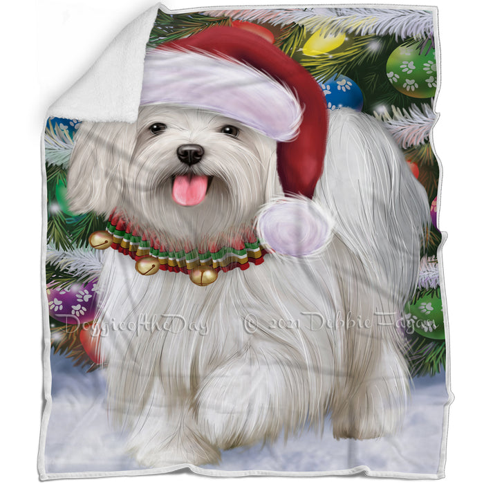 Trotting in the Snow Maltese Dog Blanket BLNKT118416