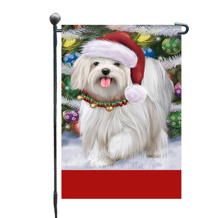 Personalized Trotting in the Snow Maltese Dog Custom Garden Flags GFLG-DOTD-A60754