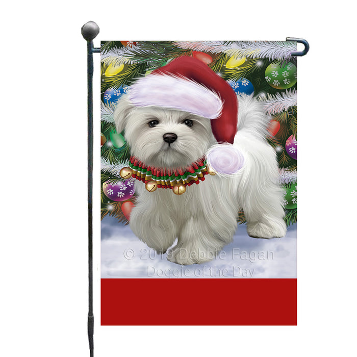 Personalized Trotting in the Snow Maltese Dog Custom Garden Flags GFLG-DOTD-A60755