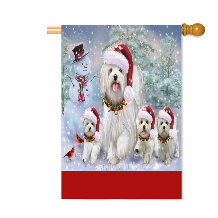 Personalized Christmas Running Family Maltese Dogs Custom House Flag FLG-DOTD-A60394