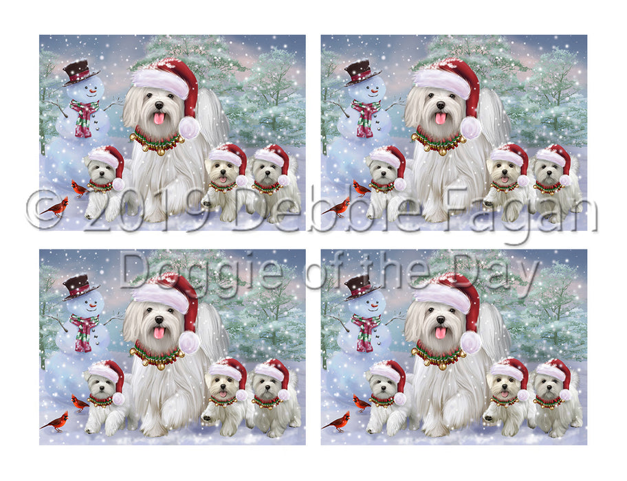 Christmas Running Fammily Maltese Dogs Placemat