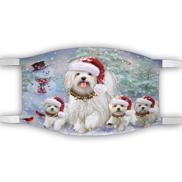 Christmas Running Fammily Maltese Dogs Face Mask FM48726