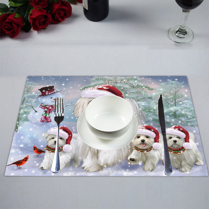Christmas Running Fammily Maltese Dogs Placemat