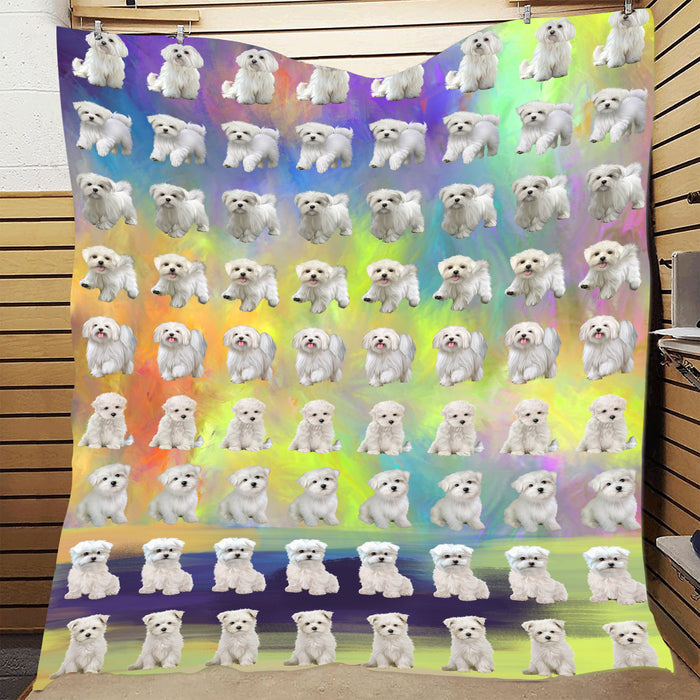 Paradise Wave Maltese Dogs Quilt