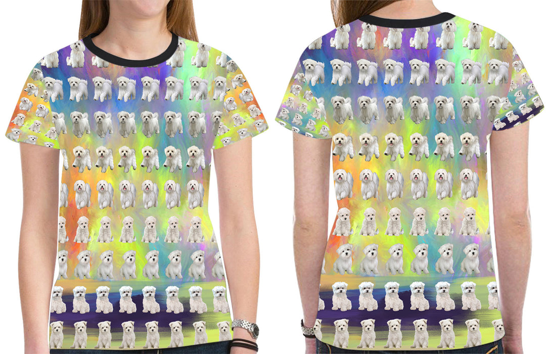 Paradise Wave Maltese Dogs All Over Print Mesh Women's T-shirt