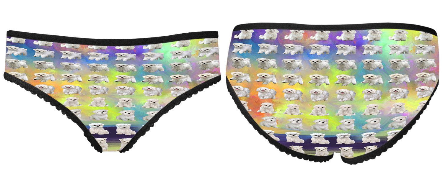 Paradise Wave Maltese Dogs All Over Print High-cut Women's Brief