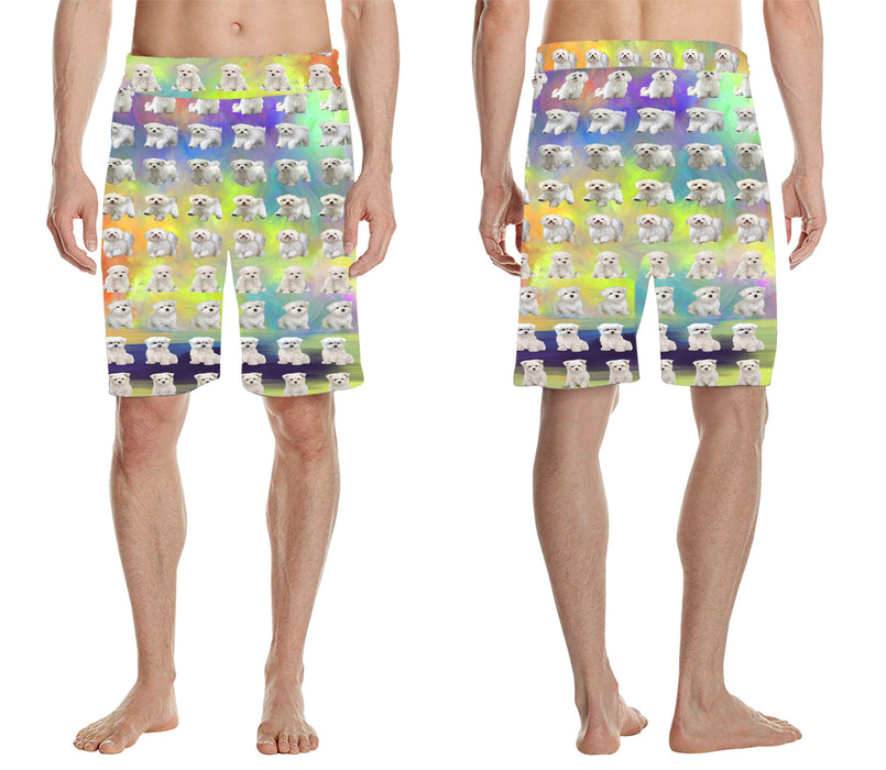 Paradise Wave Maltese Dogs All Over Print Men's Casual Shorts