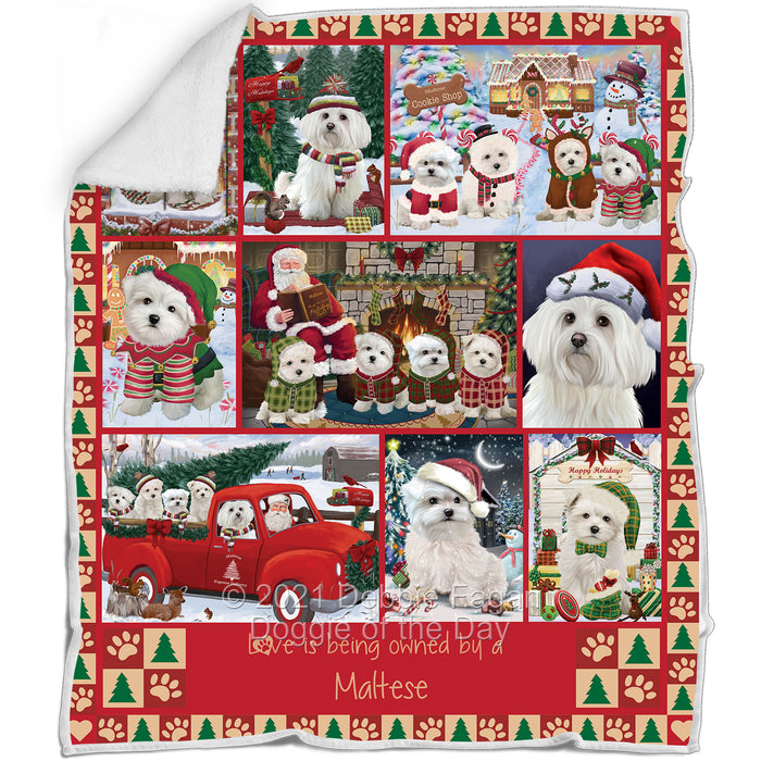 Love is Being Owned Christmas Maltese Dogs Blanket BLNKT143481