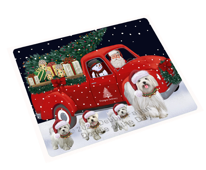 Christmas Express Delivery Red Truck Running Maltese Dogs Cutting Board - Easy Grip Non-Slip Dishwasher Safe Chopping Board Vegetables C77827