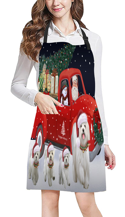Christmas Express Delivery Red Truck Running Maltese Dogs Apron Apron-48134