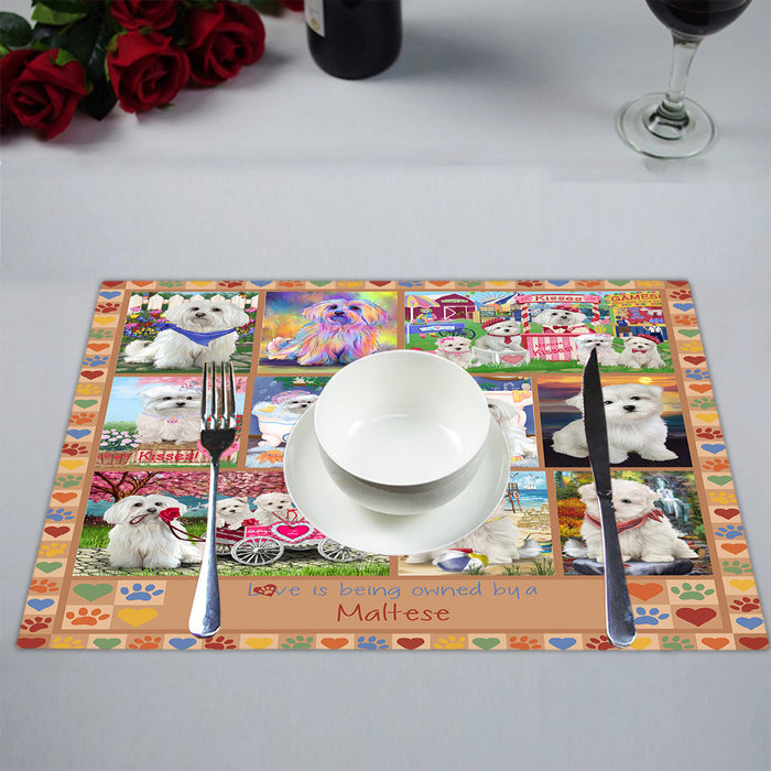 Love is Being Owned Maltese Dog Beige Placemat