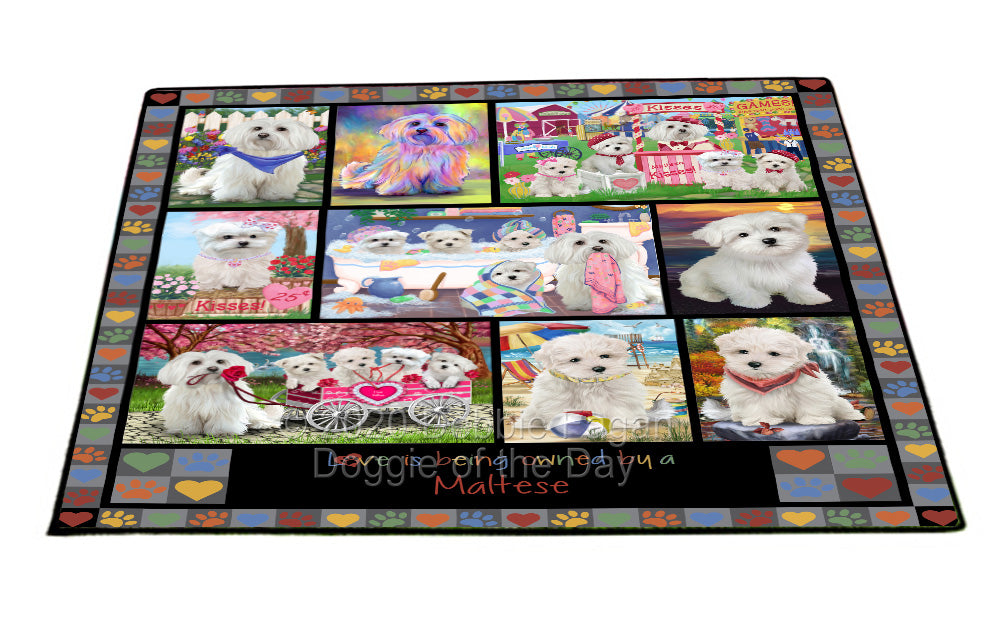 Love is Being Owned Maltese Dog Grey Floormat FLMS55357