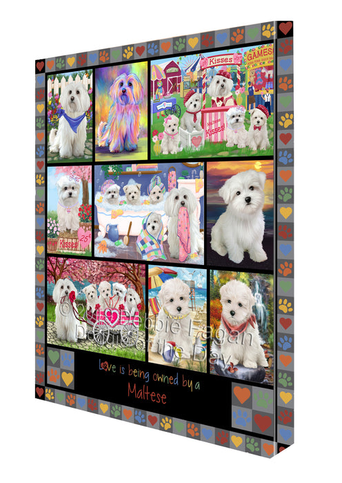 Love is Being Owned Maltese Dog Grey Canvas Print Wall Art Décor CVS138239