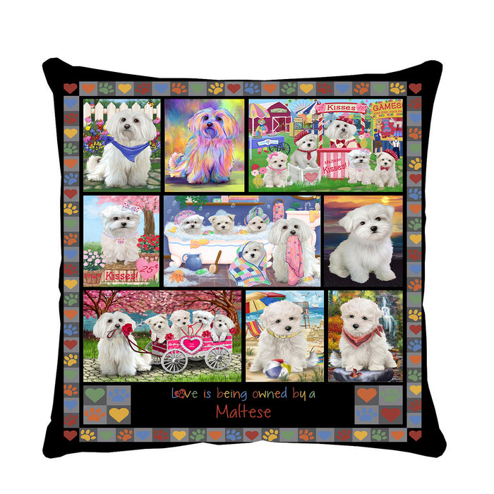 Love is Being Owned Maltese Dog Grey Pillow PIL84904
