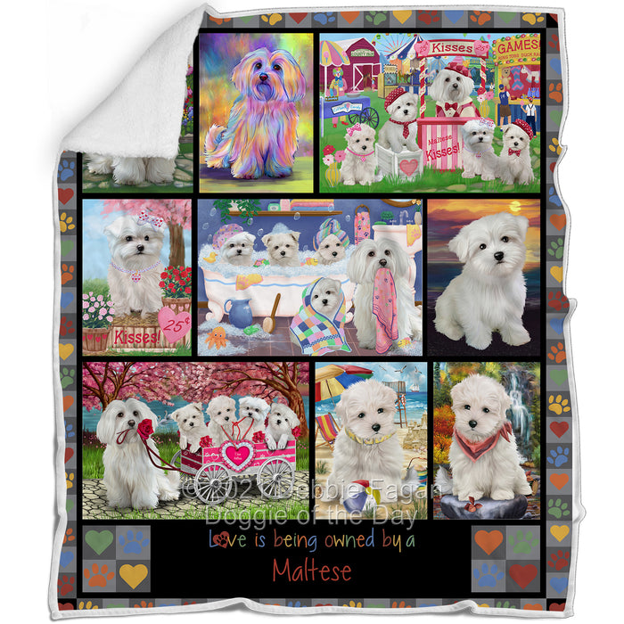 Love is Being Owned Maltese Dog Grey Blanket BLNKT137631
