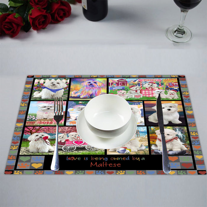 Love is Being Owned Maltese Dog Grey Placemat