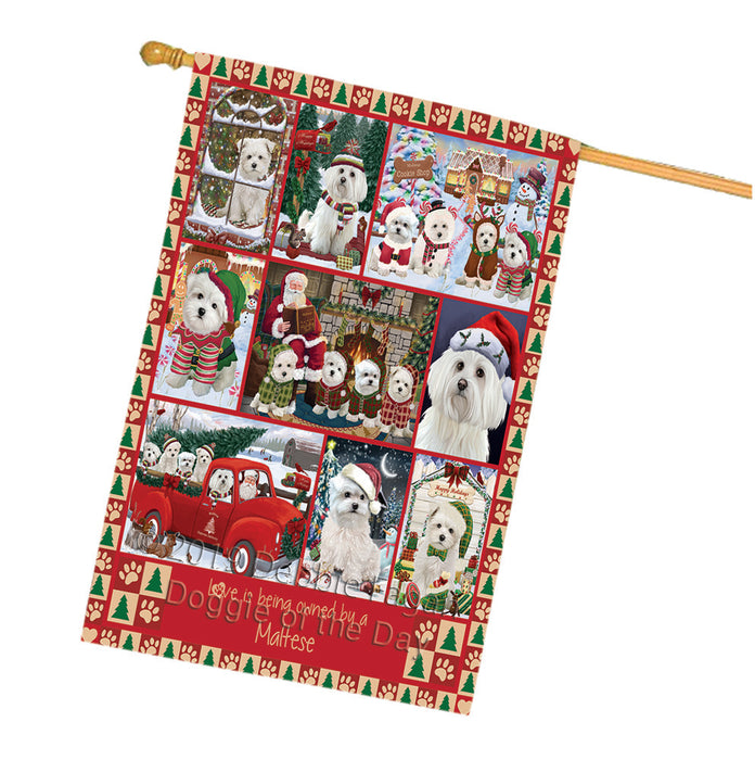 Love is Being Owned Christmas Maltese Dogs House Flag FLG66077