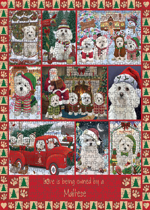 Love is Being Owned Christmas Maltese Dogs Puzzle with Photo Tin PUZL99428
