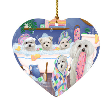 Rub A Dub Dogs In A Tub Malteses Dog Heart Christmas Ornament HPOR57158