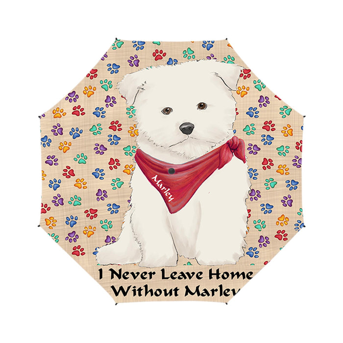 Custom Pet Name Personalized I never Leave Home Maltese Dog Semi-Automatic Foldable Umbrella