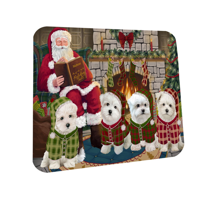 Christmas Cozy Holiday Tails Malteses Dog Coasters Set of 4 CST55095