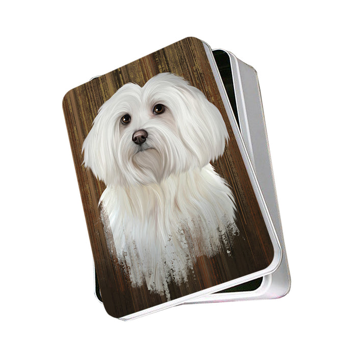 Rustic Maltese Dog Photo Storage Tin PITN50439