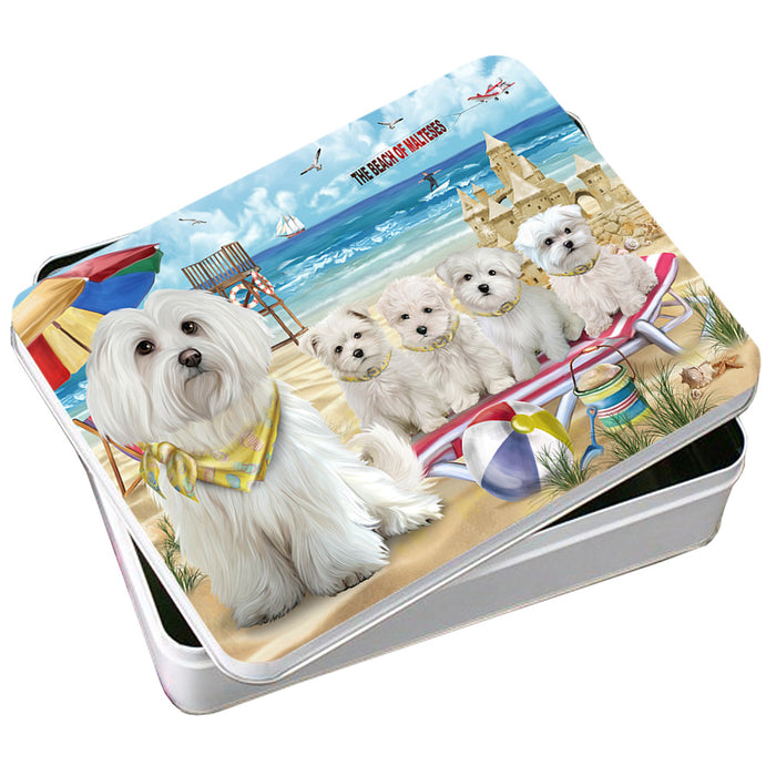Pet Friendly Beach Malteses Dog Photo Storage Tin PITN50052