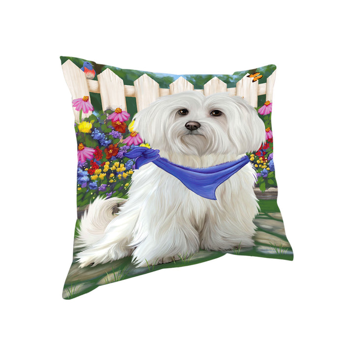 Spring Floral Maltese Dog Pillow PIL55496