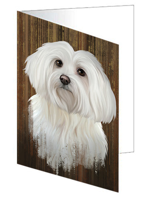 Rustic Maltese Dog Handmade Artwork Assorted Pets Greeting Cards and Note Cards with Envelopes for All Occasions and Holiday Seasons GCD55346