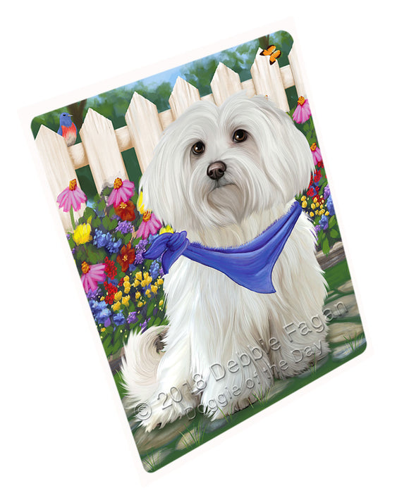 Spring Floral Maltese Dog Tempered Cutting Board C53598