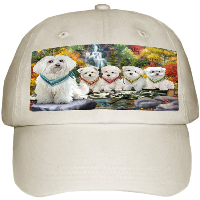 Scenic Waterfall Malteses Dog Ball Hat Cap HAT52191