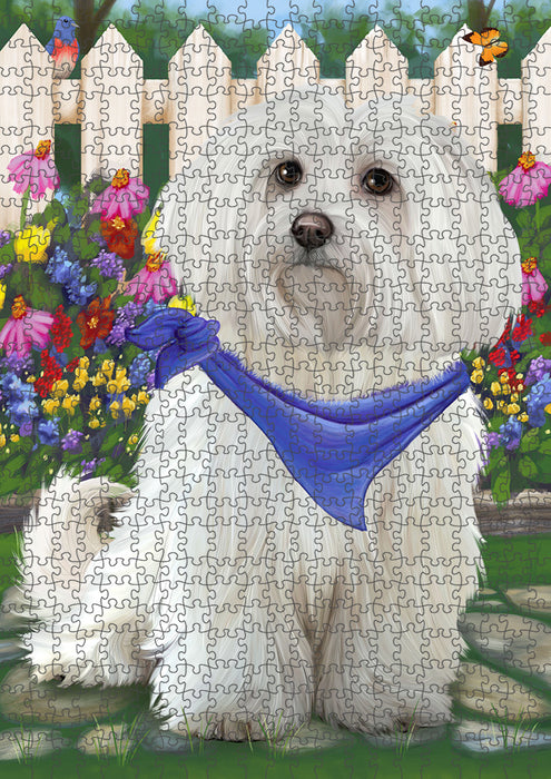 Spring Floral Maltese Dog Puzzle with Photo Tin PUZL53436