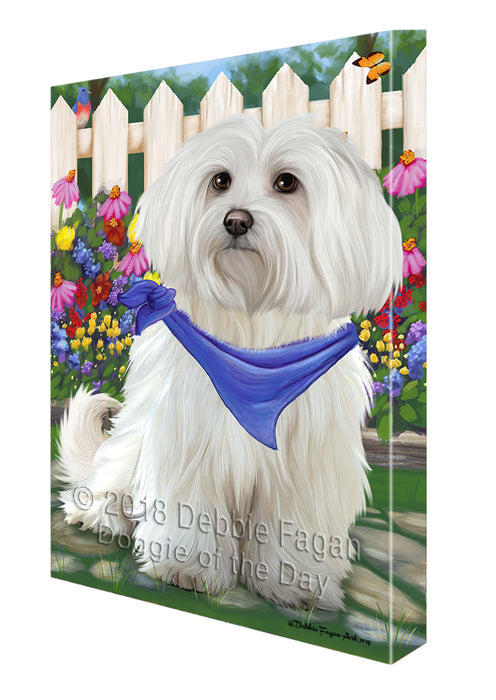 Spring Floral Maltese Dog Canvas Wall Art CVS64942