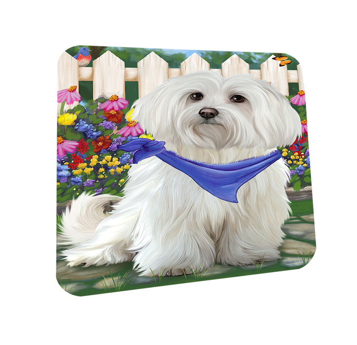 Spring Floral Maltese Dog Coasters Set of 4 CST49869