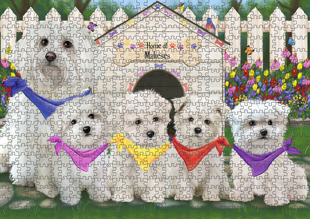 Spring Dog House Malteses Dog Puzzle with Photo Tin PUZL53439