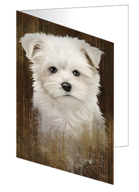 Rustic Maltese Dog Handmade Artwork Assorted Pets Greeting Cards and Note Cards with Envelopes for All Occasions and Holiday Seasons GCD55349