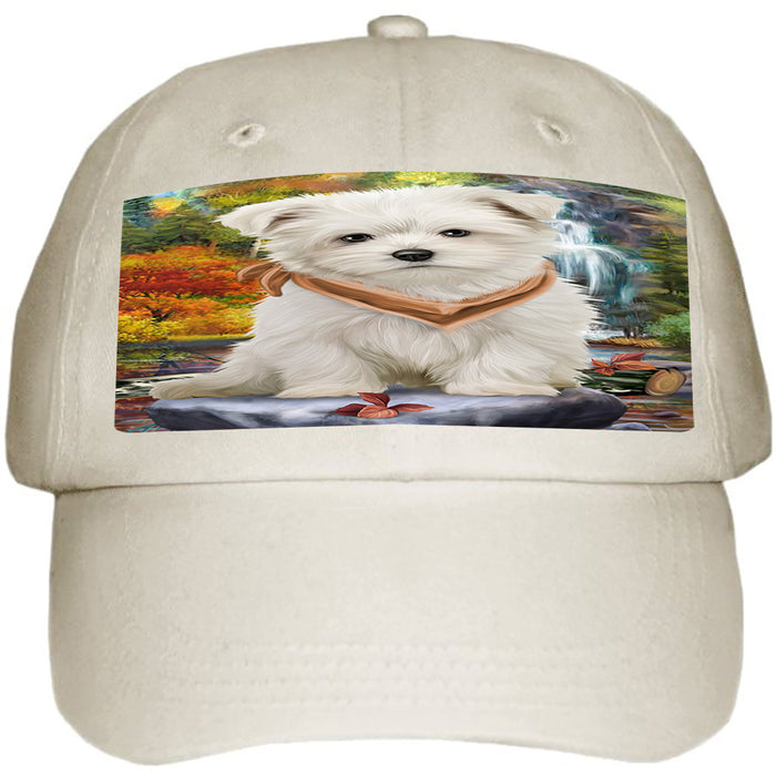 Scenic Waterfall Malteses Dog Ball Hat Cap HAT52194