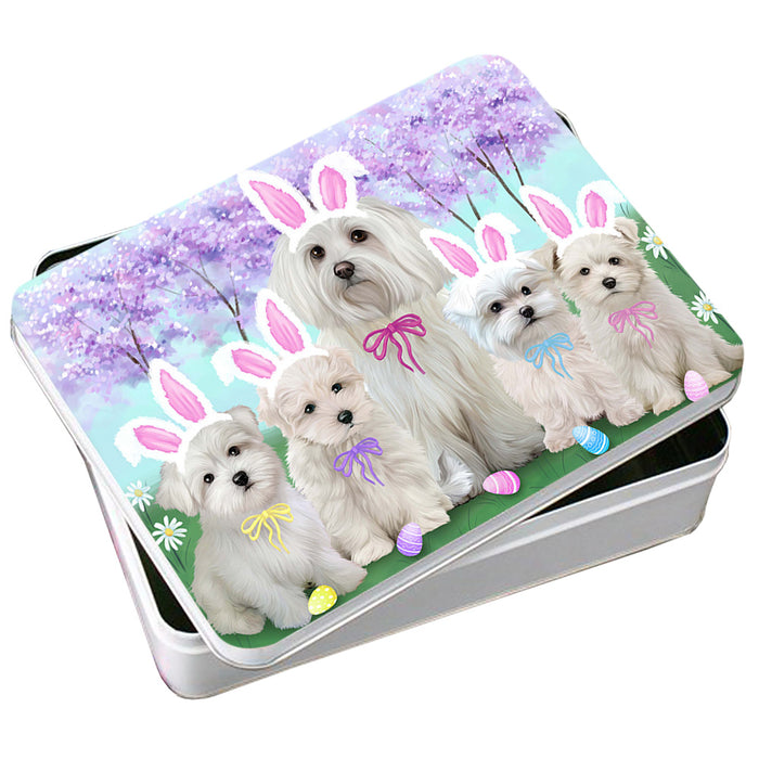 Malteses Dog Easter Holiday Photo Storage Tin PITN49183