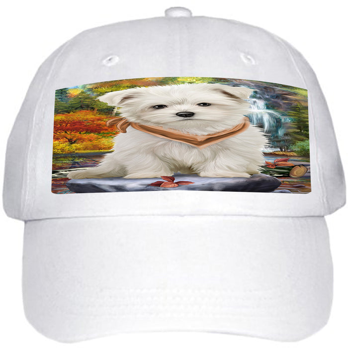 Scenic Waterfall Malteses Dog Ball Hat Cap HAT52194
