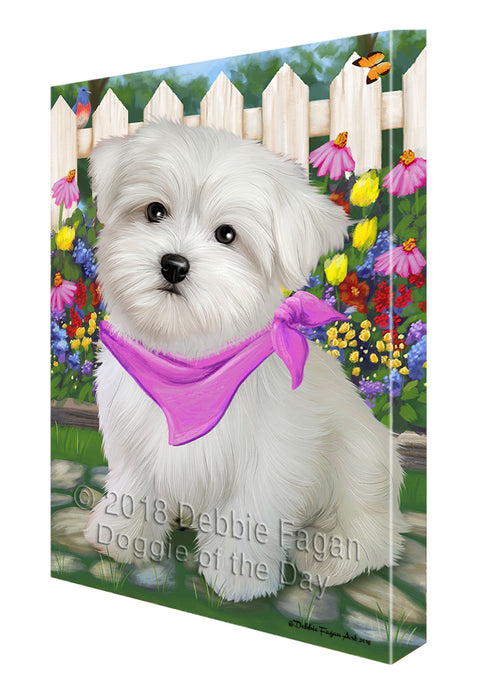 Spring Floral Maltese Dog Canvas Wall Art CVS64960
