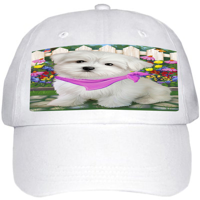 Spring Floral Maltese Dog Ball Hat Cap HAT53469