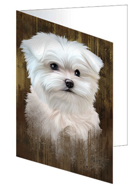 Rustic Maltese Dog Handmade Artwork Assorted Pets Greeting Cards and Note Cards with Envelopes for All Occasions and Holiday Seasons GCD55352