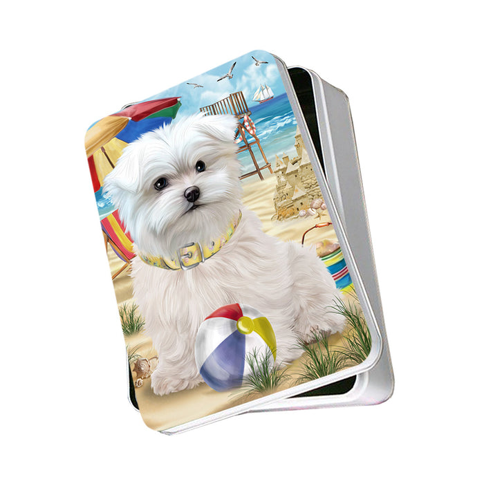 Pet Friendly Beach Maltese Dog Photo Storage Tin PITN50054