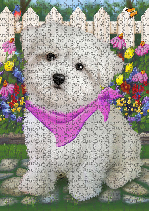 Spring Floral Maltese Dog Puzzle with Photo Tin PUZL53442