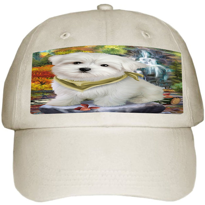 Scenic Waterfall Maltese Dog Ball Hat Cap HAT52200